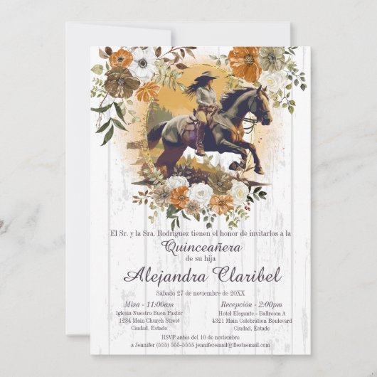 Rustieke Spaanse Quinceañera Mis Quince Cowgirl Kaart (Voorkant)