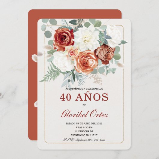 Rustieke SPAANSE verjaardagsuitnodiging sjablonen Kaart (Voorkant / Achterkant)