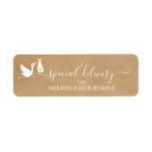 Rustieke Special Delivery Baby Ooievaar Retouradre Etiket (Voorkant)