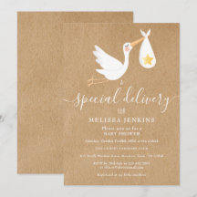 Rustieke speciale bezorging Ooievaar Baby Shower S