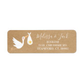Rustieke speciale bezorging ooievaar retouradres etiket (Voorkant)