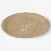 Rustieke speciale datum bruiloft papieren bordje (Gekanteld)