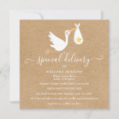 Rustieke speciale levering Ooievaar Baby Sprinkle  Kaart (Voorkant)