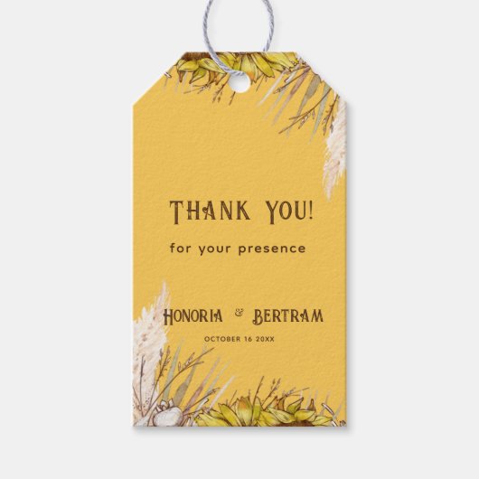 Rustieke Spice Mosterd Zonnebloem Bridal Cadeaulabel (Voorkant)