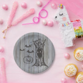 Rustieke Spooky Happy Halloween Kostuum Party Kat Papieren Bordje (Feest)