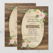 Rustieke Spring Flower Wedding Invitation Kaart (Voorkant / Achterkant)