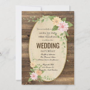 Rustieke  Spring Flower Wedding Invitation Kaart