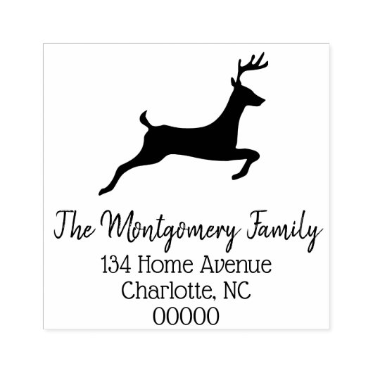 Rustieke springende herten & familienaam rubberstempel (Afrduk)