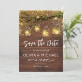 Rustieke sprookjeslichten save-the-dates, metsonja kaart (Staand voorkant)