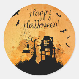Rustieke Spukhuis Happy Halloween Vierkante Sticker