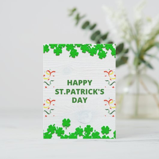 Rustieke St. Patrick's Day Shamrock-viering Briefkaart (Staand voorkant)