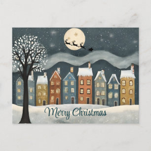 Rustieke stad kerst briefkaart
