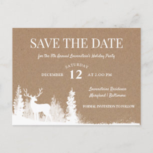 Rustieke Stag Christmas Holiday Party Save the Dat Aankondigingskaart