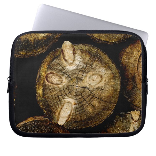 Rustieke Stamhout Rol Laptop Sleeve (Voorkant)