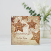 Rustieke Star Tree Ornamenten Kerstfeest Kaart (Staand voorkant)