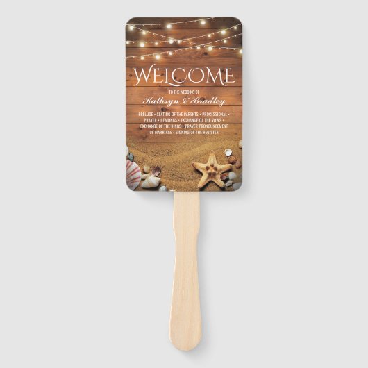 Rustieke Starfish strand verlichting bruiloft prog Handwaaier (Voorkant)