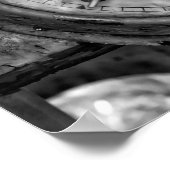 Rustieke stationsklok in zwart-wit poster (Hoek)