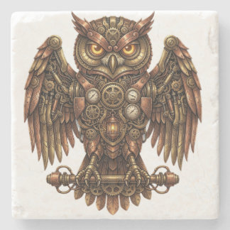 Rustieke Steampunk Mechanische Uil Absorberende St Stenen Onderzetter