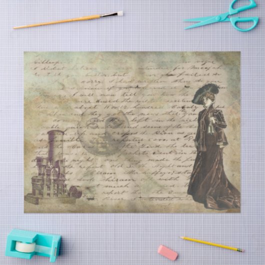  rustieke Steampunk Sun Lady Decoupage Tissuepapier (Craft)