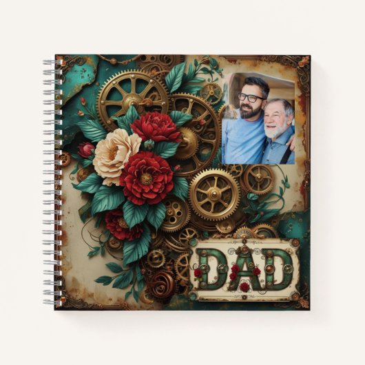 Rustieke Steampunk Vaderdag Gearwork Design Notitieboek (Voorkant)
