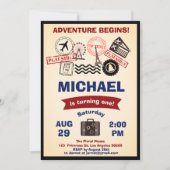 Rustieke stempel bestemmings verjaardag bagage rei kaart (Voorkant)