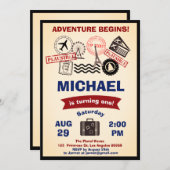 Rustieke stempel bestemmings verjaardag bagage rei kaart (Voorkant / Achterkant)