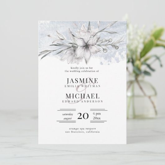 rustieke stencil botanische elegante bruiloft kaart (Staand voorkant)