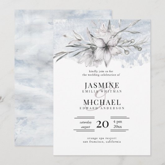 rustieke stencil botanische elegante bruiloft kaart (Voorkant / Achterkant)