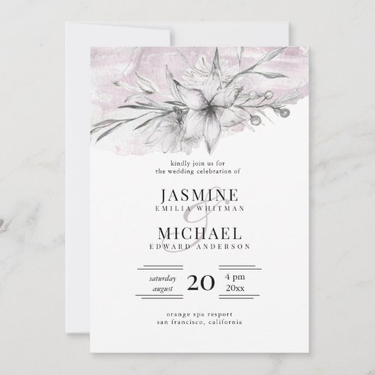 rustieke stencil botanische elegante bruiloft kaart (Voorkant)