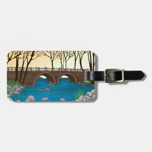 Rustieke stenen brug over de Natuur Bagagelabel (Voorkant horizontaal)