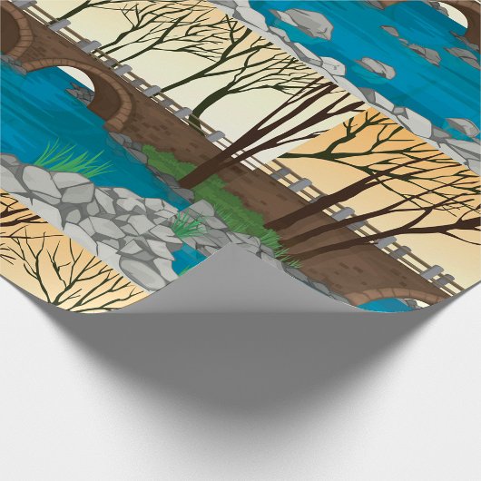 Rustieke stenen brug over de Natuur Cadeaupapier