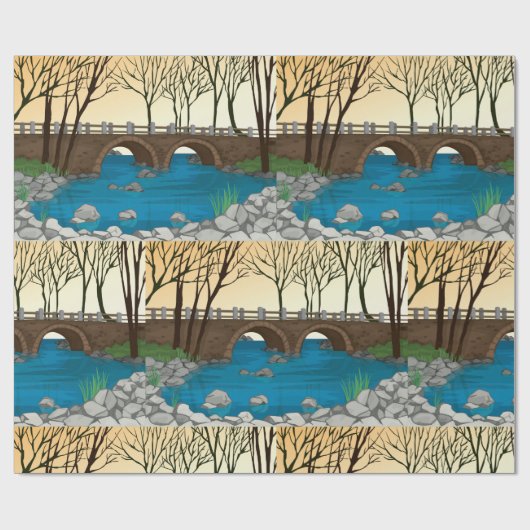 Rustieke stenen brug over de Natuur Cadeaupapier (Vlak)