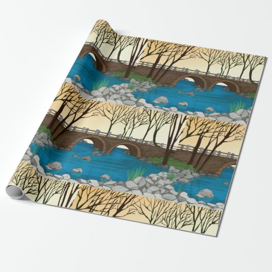 Rustieke stenen brug over de Natuur Cadeaupapier (Uitgerold)