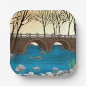 Rustieke stenen brug over de Natuur Papieren Bordje (Voorkant)