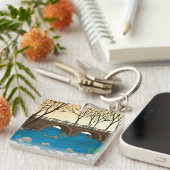 Rustieke stenen brug over de Natuur Sleutelhanger (Voorkant Rechts)