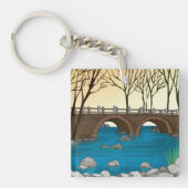 Rustieke stenen brug over de Natuur Sleutelhanger (Voorkant)