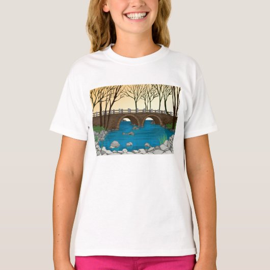 Rustieke stenen brug over de Natuur T-shirt (Voorkant)