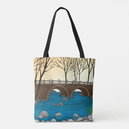 Rustieke stenen brug over de Natuur Tote Bag (Achterkant)