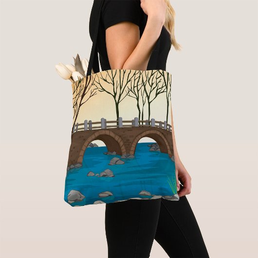 Rustieke stenen brug over de Natuur Tote Bag