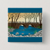 Rustieke stenen brug over de Natuur Vierkante Button 5,1 Cm (Voorkant)
