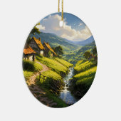 Rustieke stenen huizen dorp keramisch ornament (Rechts)