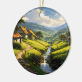 Rustieke stenen huizen dorp keramisch ornament (Links)