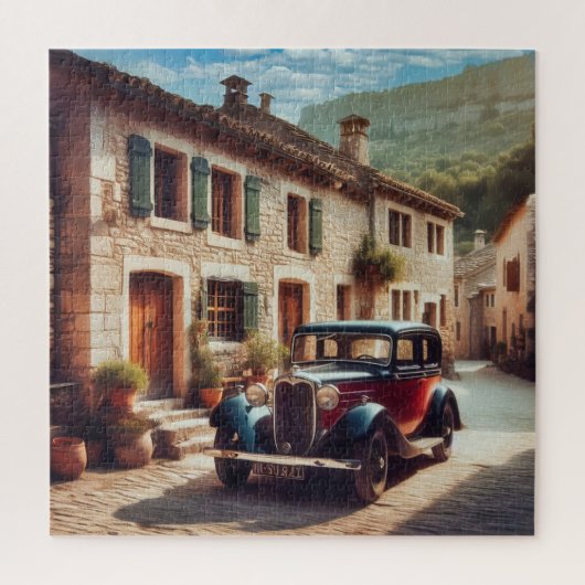 Rustieke stenen huizen. legpuzzel (Verticaal)