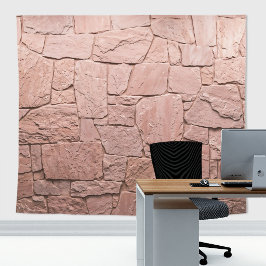Rustieke stenen leistenen muur licht roze achtergr wandkleed