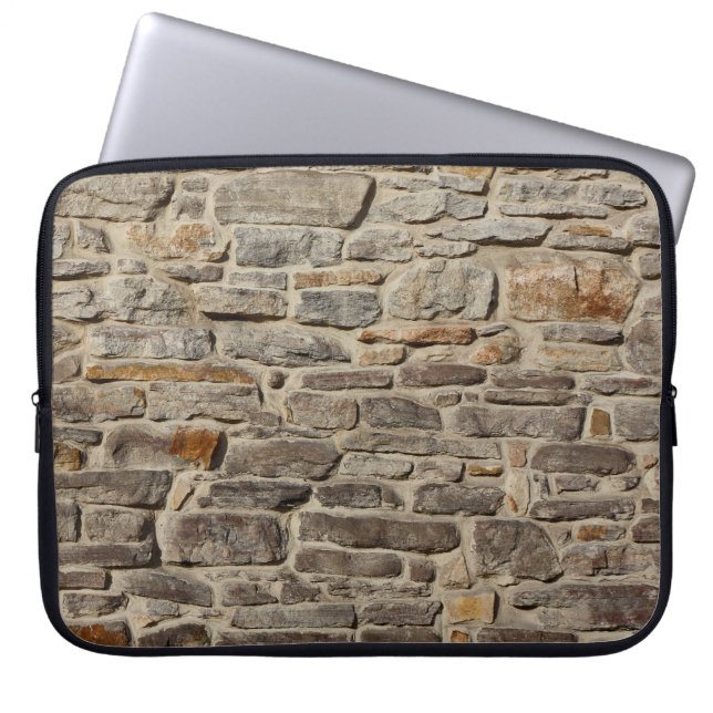 Rustieke stenen muur, getextureerde decor laptop sleeve (Voorkant)