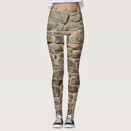 Rustieke stenen muur, getextureerde decor leggings (Voorkant)