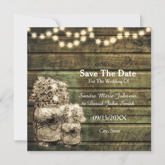 Rustieke stenen pot Save The Date (Voorkant)