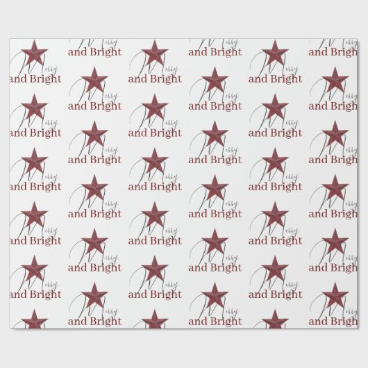 Rustieke ster Kerst & Licht  Cadeaupapier (Vlak)