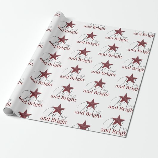 Rustieke ster Merry & Bright Cadeaupapier (Uitgerold)