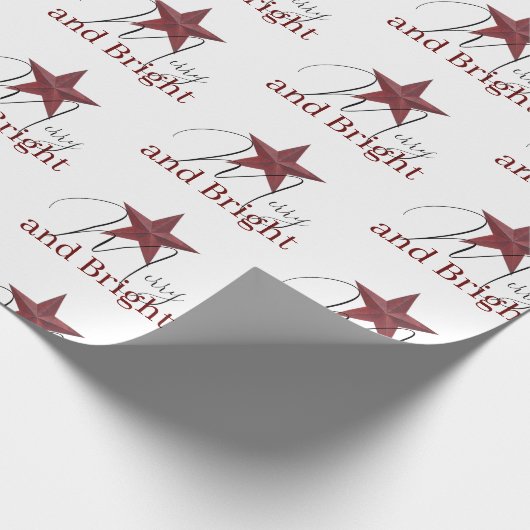 Rustieke ster Merry & Bright Cadeaupapier (Hoek)